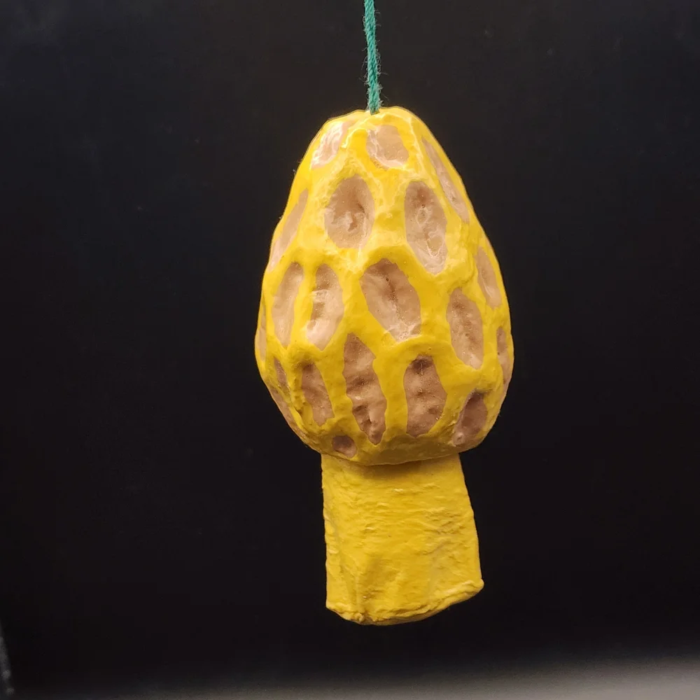 Hand Crafted Yellow and Brown Mushroom Ornament